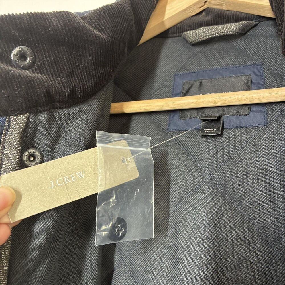 J.Crew Jacket Mens Small Navy Quilted Full Zip Stand Collar Pockets Insulated - Picture 15 of 16